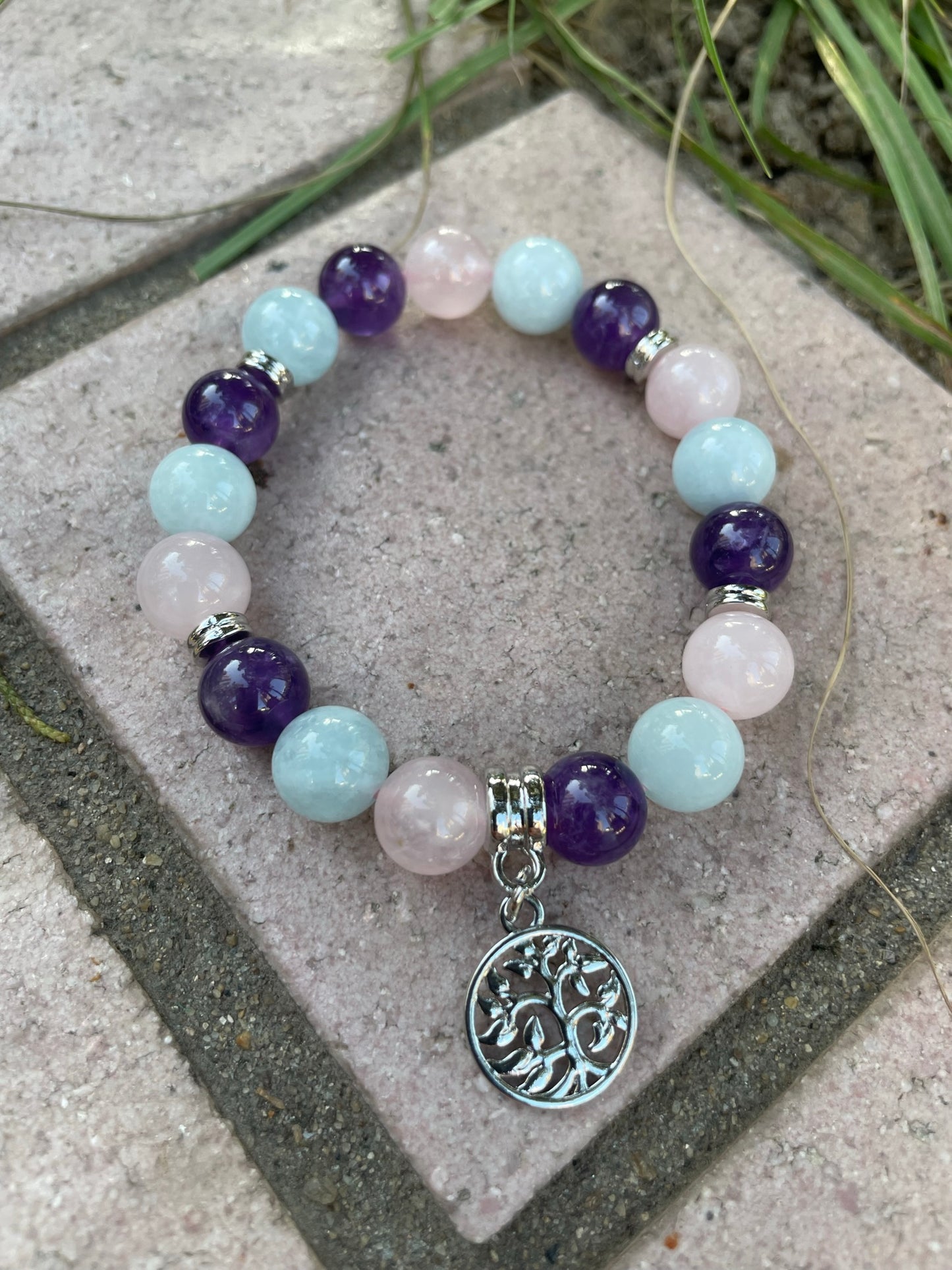 Stone Tree of Life Charm Bracelet, Fluorite