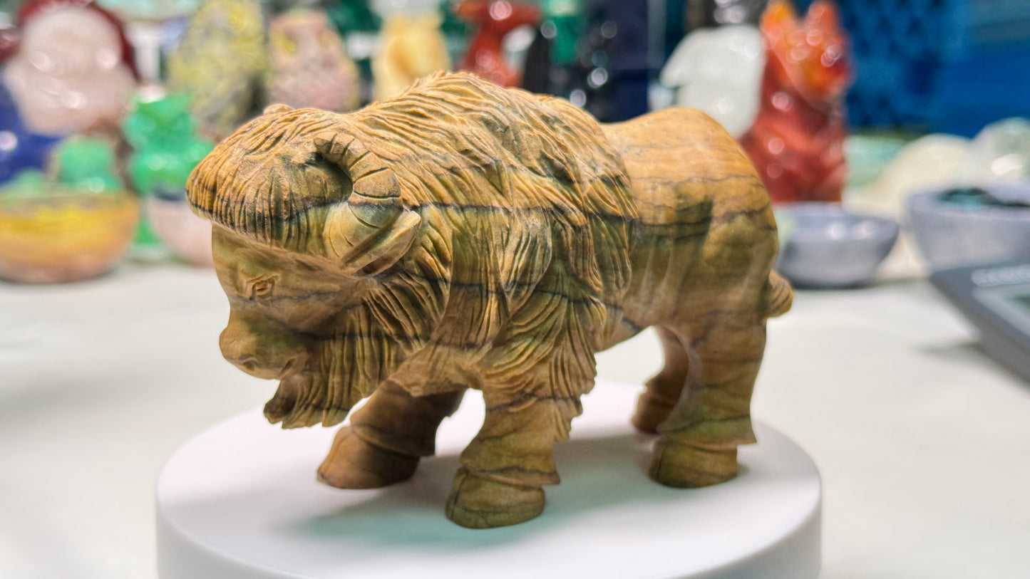 Picture Jasper Bufflo Sculpture, Hand Carved Carving