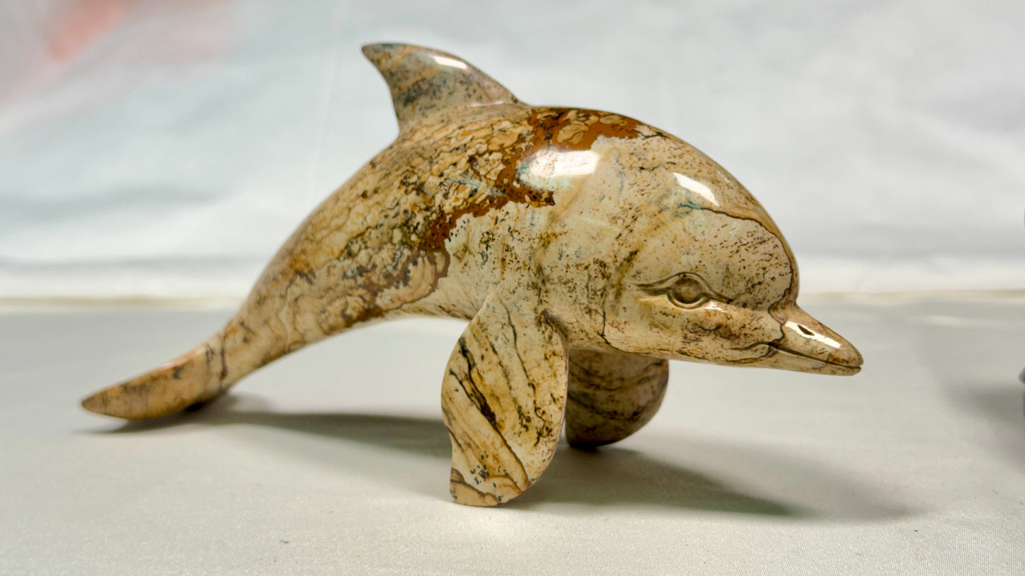 Picture Jasper Dolphin, Hand Carved Carving