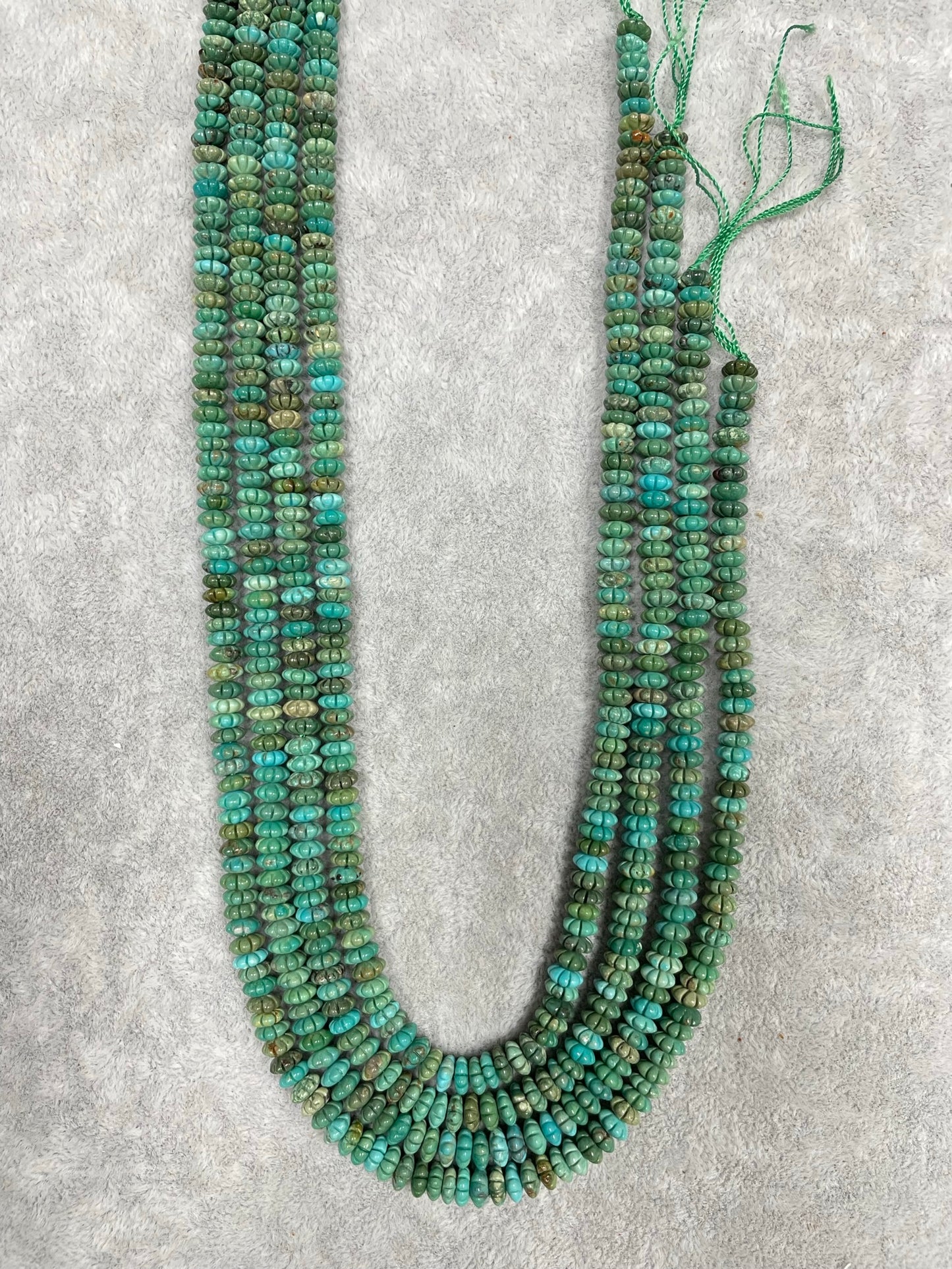 Stone Loose Bead, Carved Flower, Chinese Turquoise