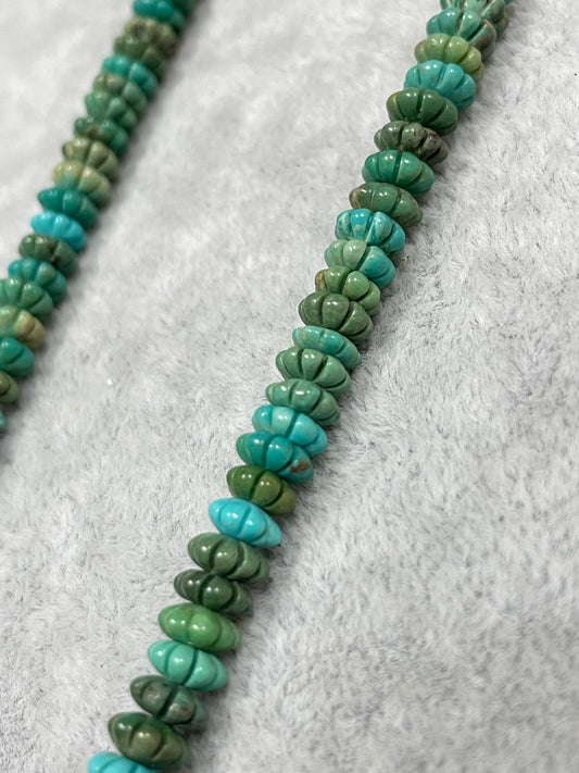 Stone Loose Bead, Carved Flower, Chinese Turquoise