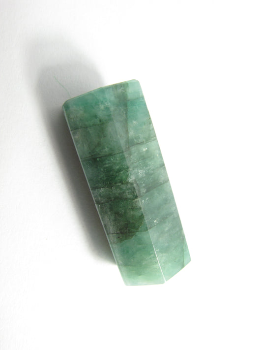 Stone Loose Bead, Long Hexagon, Emerald Matrix