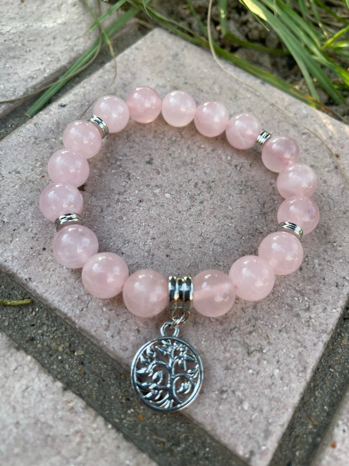 Stone Tree of Life Charm Bracelet, Black Obsidian