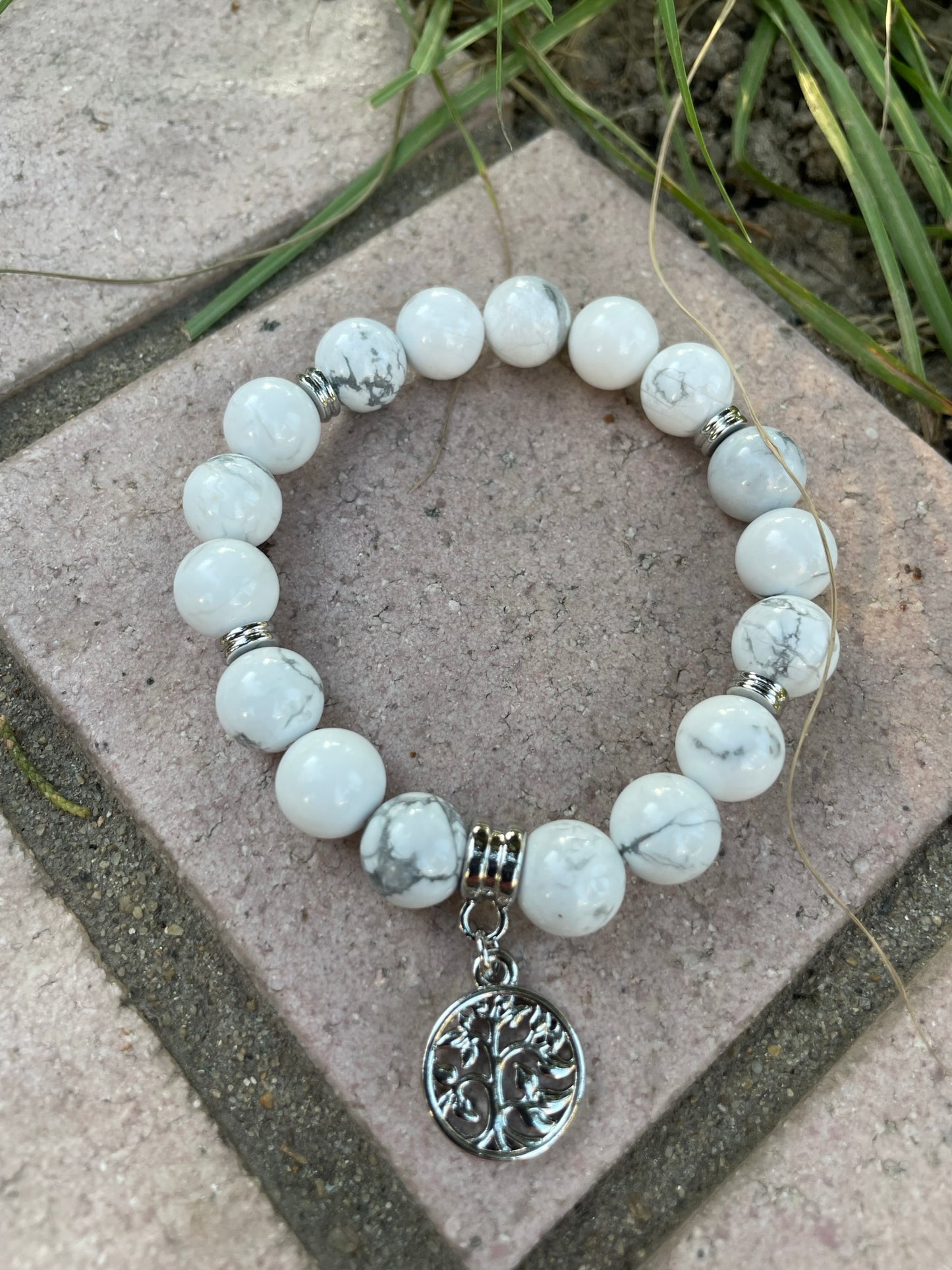 Stone Tree of Life Charm Bracelet, Black Obsidian