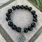Stone Tree of Life Charm Bracelet, Black Obsidian