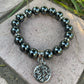 Stone Tree of Life Charm Bracelet, Black Obsidian