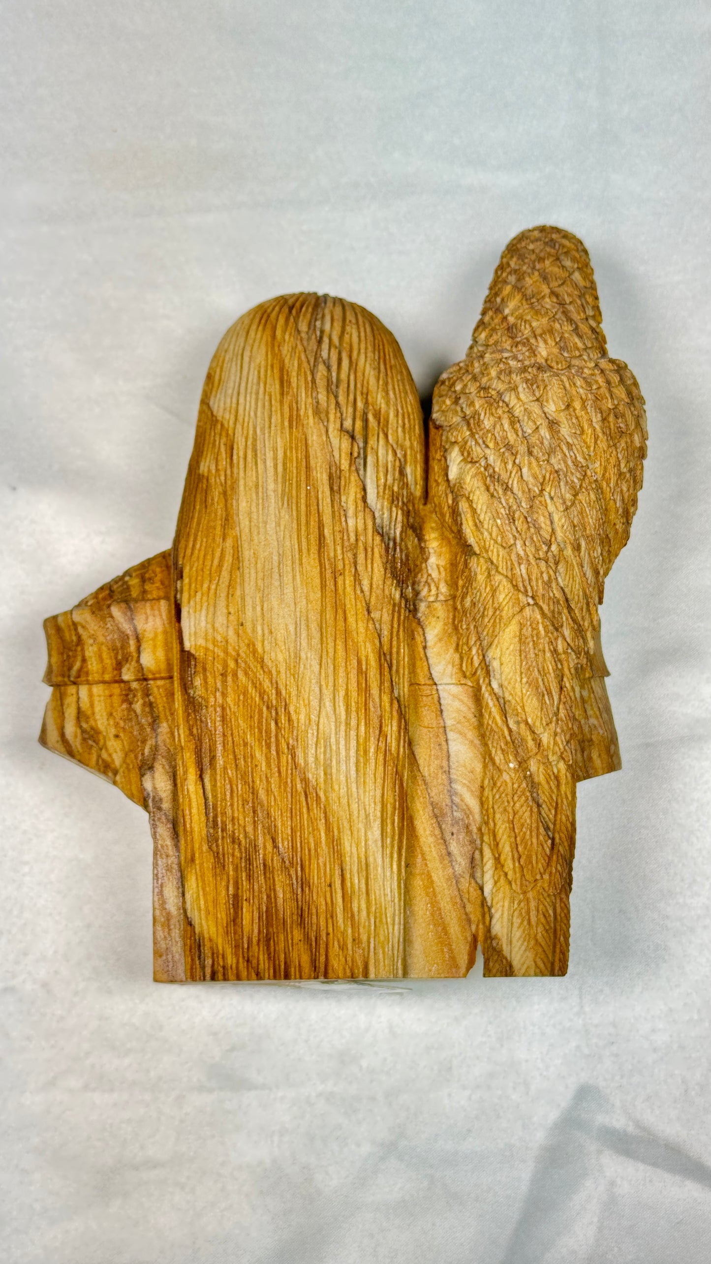 Picture Jasper Medieval Falconer and Parrot Sculpture, Hand Carved Carving