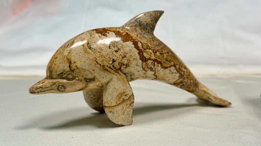 Picture Jasper Dolphin, Hand Carved Carving