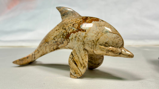 Picture Jasper Dolphin, Hand Carved Carving