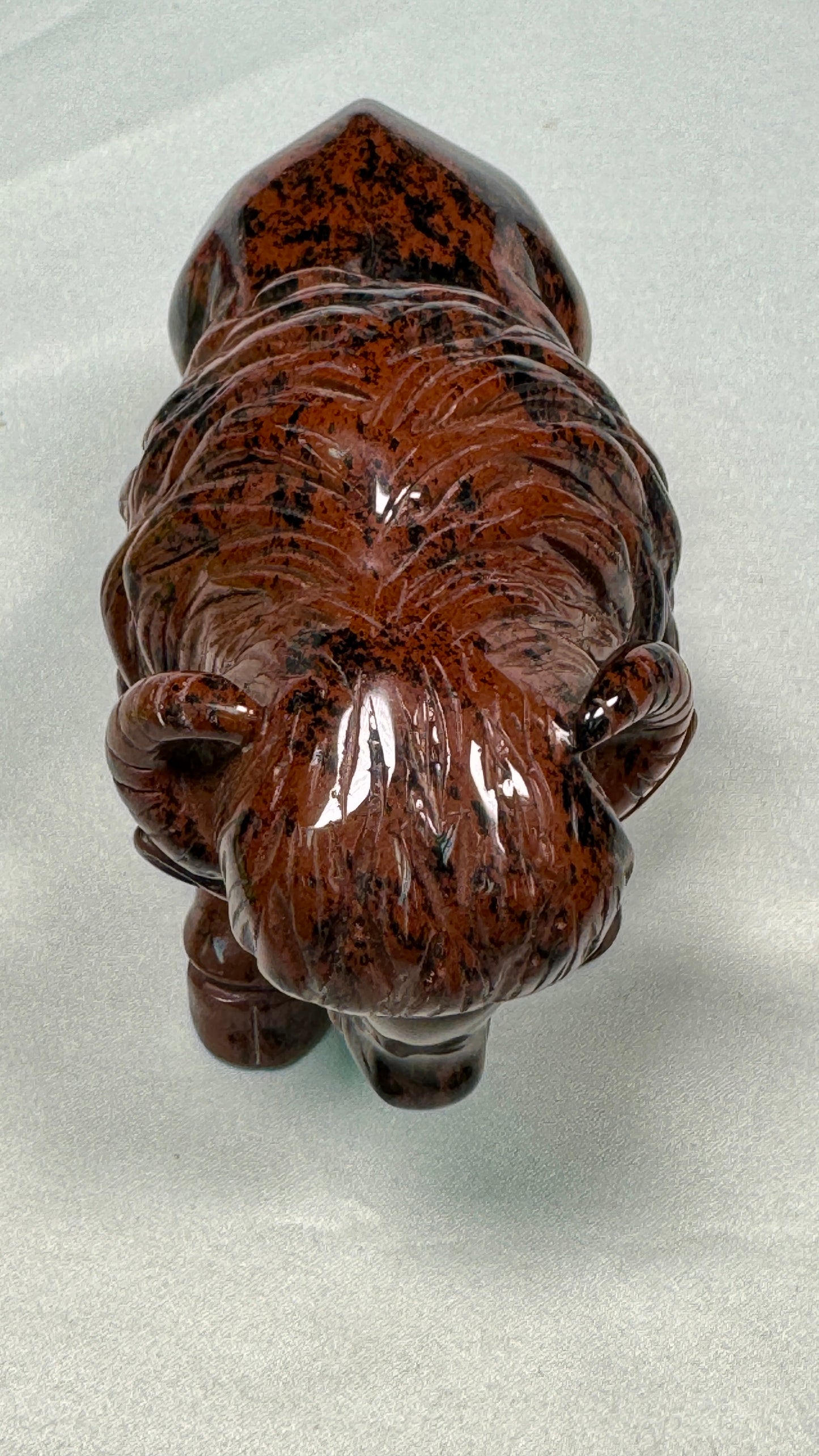 Mahogany Obsidian Bufflo Sculpture, Hand Carved Carving