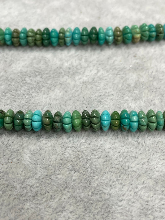 Stone Loose Bead, Carved Flower, Chinese Turquoise