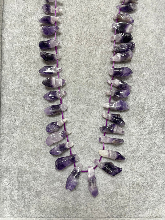 Stone Loose Bead, Dog Teeth, Chevron Amethyst