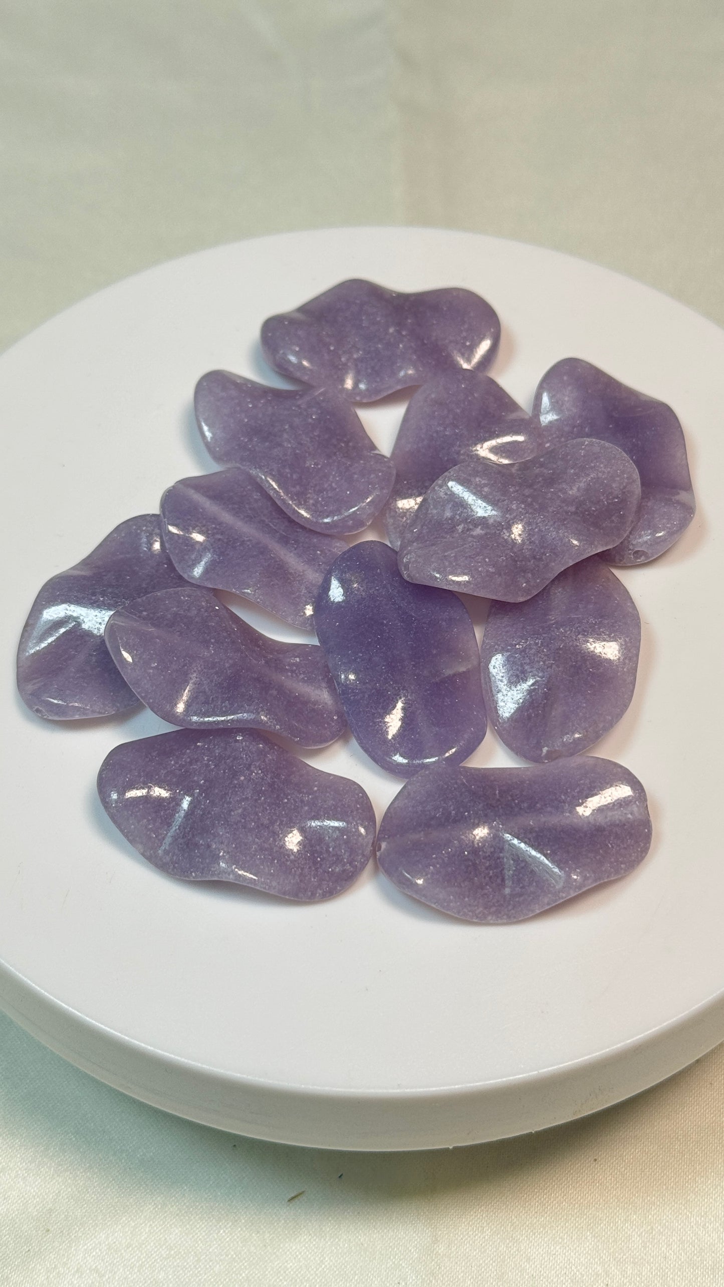 Hand Carved Gemstone Waved Bead, DIY Jewelry