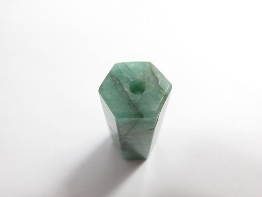 Stone Loose Bead, Long Hexagon, Emerald Matrix