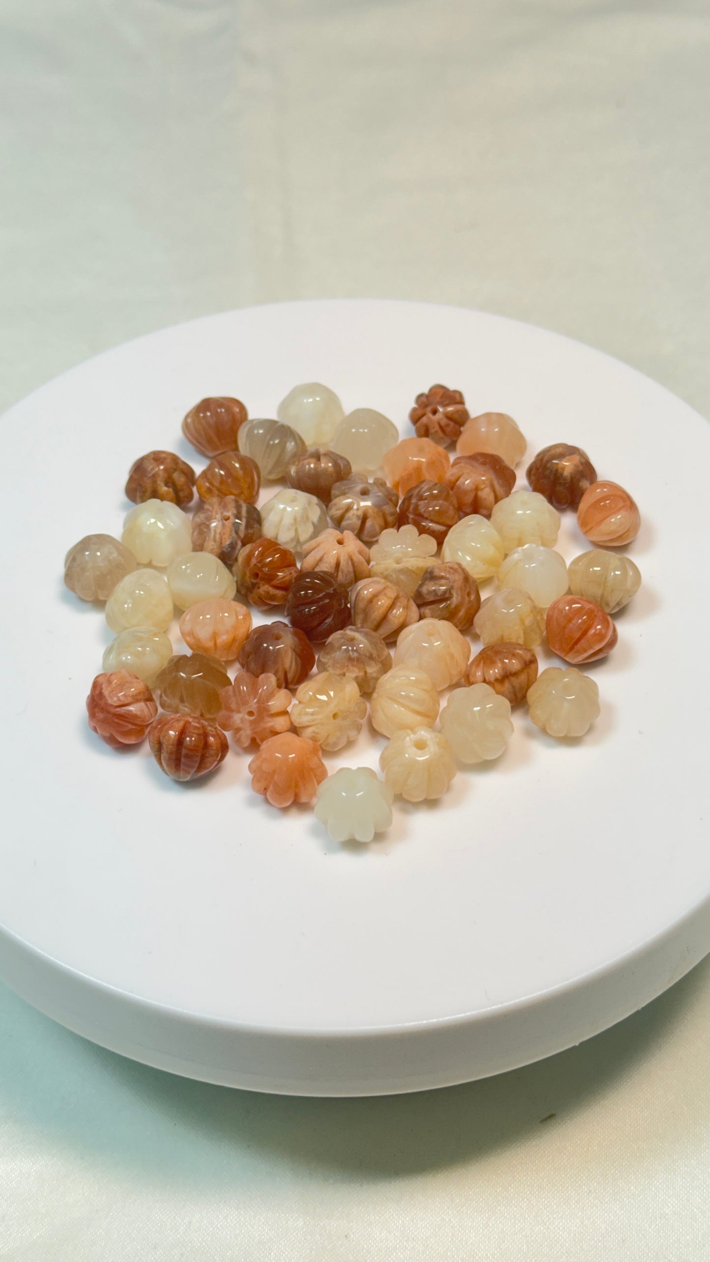 Hand Carved Gemstone Pumpkin Bead, DIY Jewelry