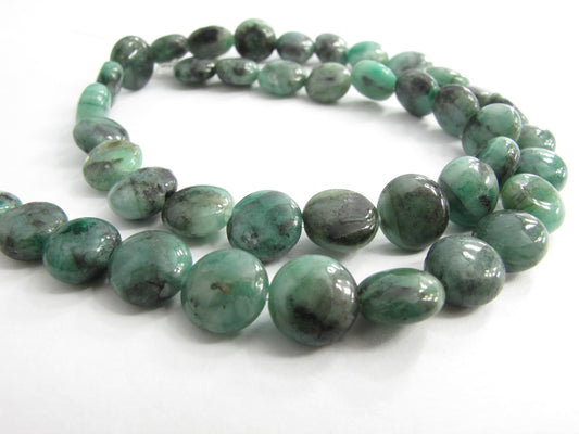 Stone Loose Bead, Puffy Round, Emerald Matrix